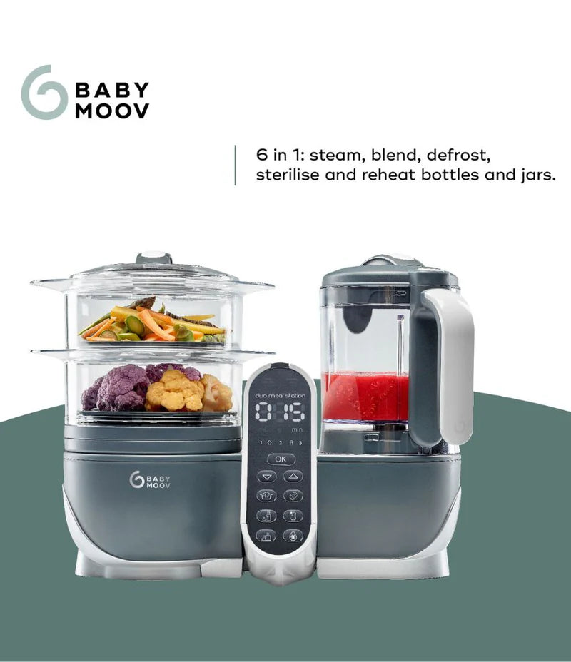 #Duo Meal Station Baby Food Maker + 4 Free Food Containers (Couleur)_Grey