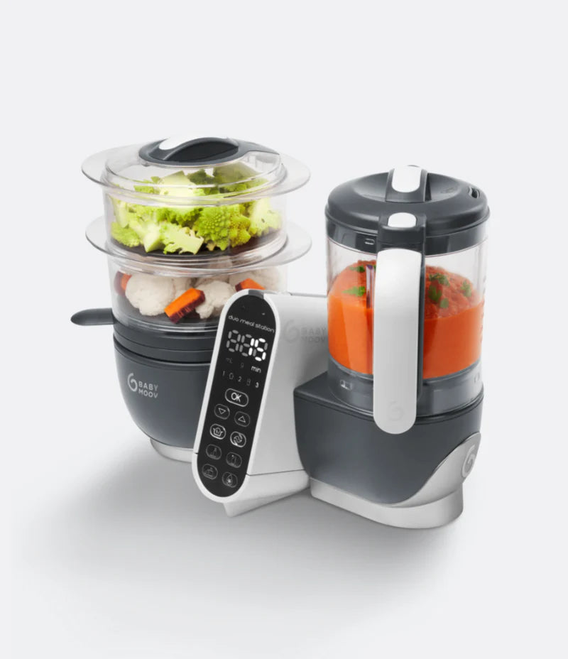 #Duo Meal Station Baby Food Maker + 4 Free Food Containers (Couleur)_Grey